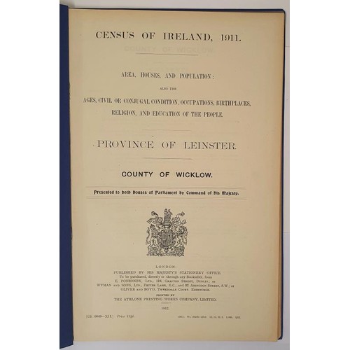 339 - Census of Ireland. 1911 - County of Wicklow. Printed wrappers