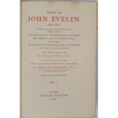 344 - Evelyn, John. Diary … and Correspondence … New edition with a Life of the Author by H. B. Wheatley. ... 