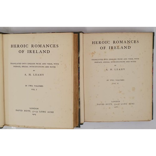 353 - HEROIC ROMANCES OF IRELAND, Vol. I-2 Leahy, A. H. (Translator) Published by David Nutt, London, 1905... 