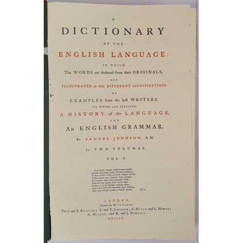 356 - Johnson’s Dictionary of the English Language; 2 vols facsimile: red Cabra bonded leather with ... 