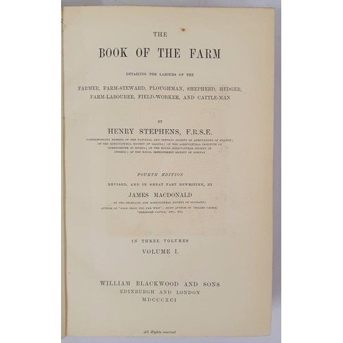 359 - The Book of the Farm by Henry Stephens Vol 1-3 was the indispensable farming 'bible' referred to by ... 