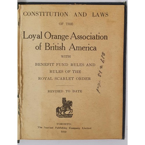 368 - Constitution and laws of the Loyal Orange Association of British America with benefit fund rules and... 