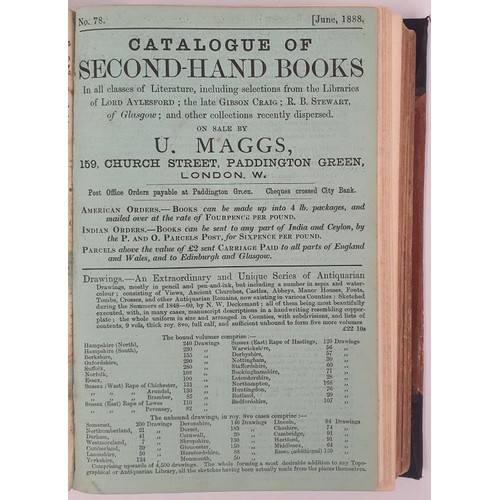 393 - Old & Rare Book Catalogues 1888] Thick bound volume of 34 booksellers catalogues of old, rare an... 