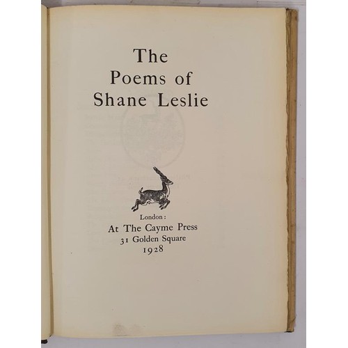 403 - The Poems of Shane Leslie Leslie, Shane Published by Philip Sainsbury at The Cayme Press, London, 19... 