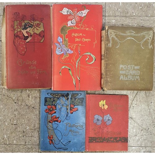 444 - Five Postcard albums some partially furnished with mostly Continental European cards from before 191... 