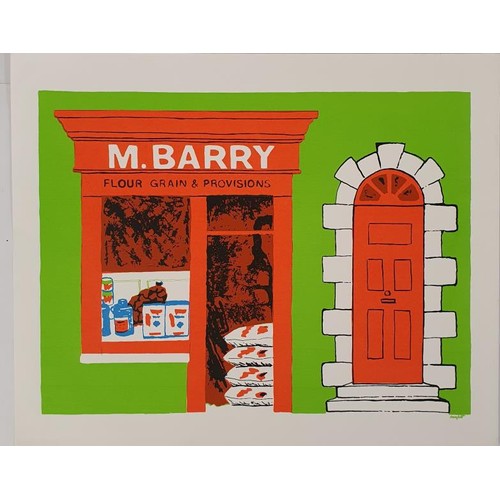 451 - Eight coloured screenprints by Dee Parfitt Ireland's Shop Fronts with the text booklet by Patrick Sh... 