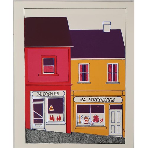 451 - Eight coloured screenprints by Dee Parfitt Ireland's Shop Fronts with the text booklet by Patrick Sh... 