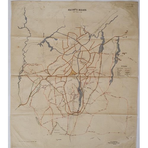 453 - Unique Map of Forests of Burma 1912. Title ‘Maymo Rides’. Map by W. A. Robertson, Deputy... 