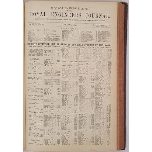 505 - Royal Engineers Journal, 1896. Folio, red leather. Engraved bookplate of the ‘Professional Lib... 