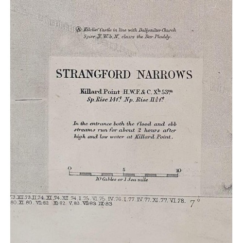 524 - Sea Chart. Strangford - Donegal Coast, Belfast/Larne Lough and Strangford Narrows. 1884. Size 26-20 ... 