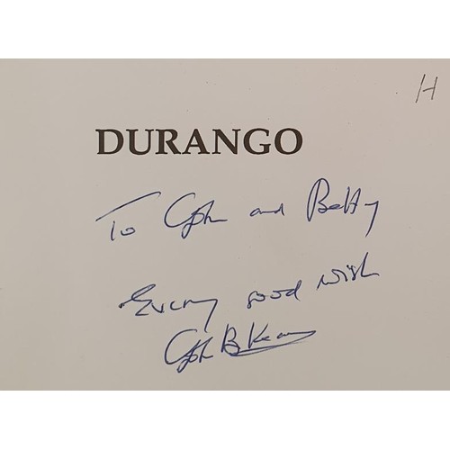 533 - DURANGO: A NOVEL John B. Keane Published by Mercier Press, 1992. SIGNED with an inscription