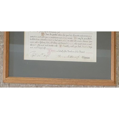 580 - Manuscript testimonial address from the Galway Town Commissioners to a heroic Tullamore doctor, Geor... 