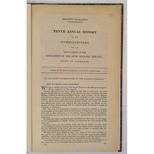 585 - Tenth Annual Report for the Improvement of the Navigation of the River Shannon. 1849. Quarto