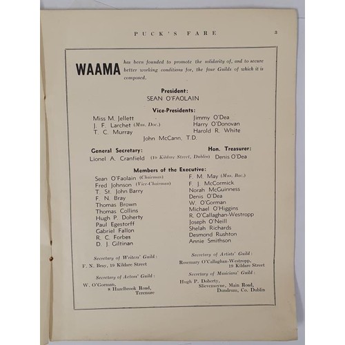 602 - Puck's Fare , The Official Publication of WAAMA. An association created to ensure fair pay for an Ar... 