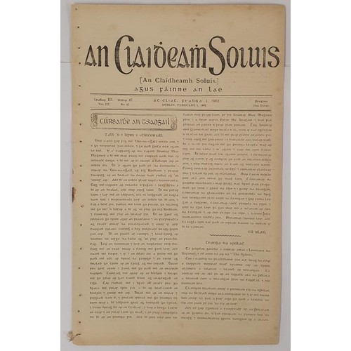 624 - An Claidheamh Soluis agus Fáinne an Lae. Baile Atha Cliath. Feabhra 1, 1901. 16 pages, plus i... 