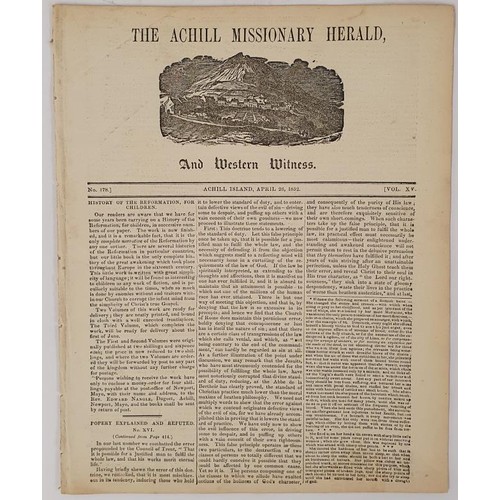 625 - Printed at Missionary Settlement, Dugort, Achill Island. The Achill Missionary Herald. April 1852. 1... 