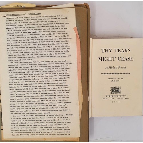 668 - Michael Farrell, Thy Tears Might Cease. Proof copy inscribed by the author’s widow together wi... 