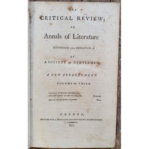 726 - The Critical Review; or Annals of Literature, Extended and Improved. By A Society of Gentlemen. A Ne... 