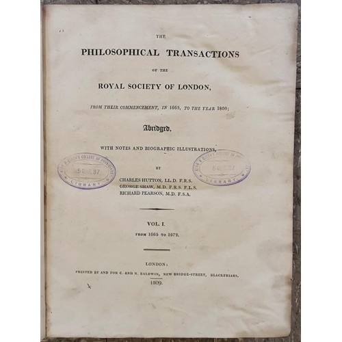 728 - Philosophical Transactions of the Royal Society of London. Abridged. 1665-1800. Complete run with ex... 