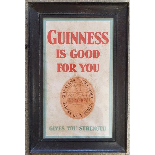 2 - Guinness Is Good For You Advertising Sign, within a moulded oak frame (reproduction), c.16.5in x 25i... 