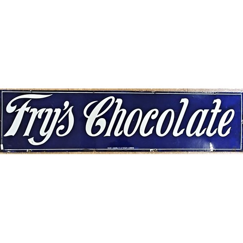 5 - Good Original Fry's Chocolate Blue and White Enamel Advertising Sign, c.48in x 12in, made by Patent ... 