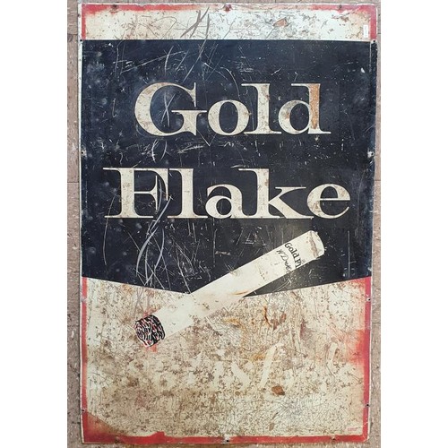 6 - Gold Flake Satisfy Cigarettes Original Tin Advertising Sign, c.2ft x 3ft