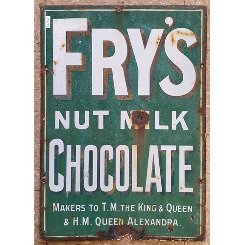 9 - Fry's Nut Milk Chocolate Original Enamel Advertising Sign, c.14in x 20in