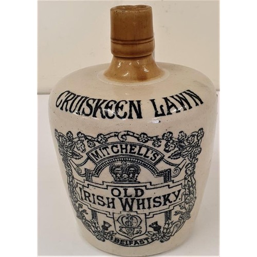16 - Mitchell's of Belfast, Cruiskeen Lawn, Old Irish Whisky Stoneware Flagon, cream body with a pale bro... 