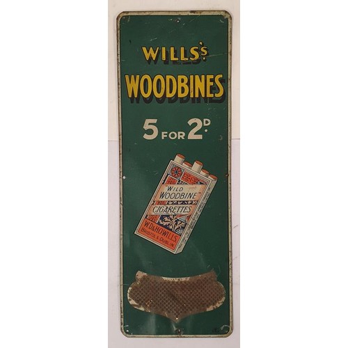 18 - Original Wills's Woodbines Tin Sign with match striker panel, c.3.5in x 10in