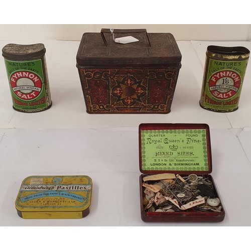 21 - Nice Huntley & Palmer Biscuit Tin, Royal Queen's Pins Tin and various others (non-tobacco) (5)