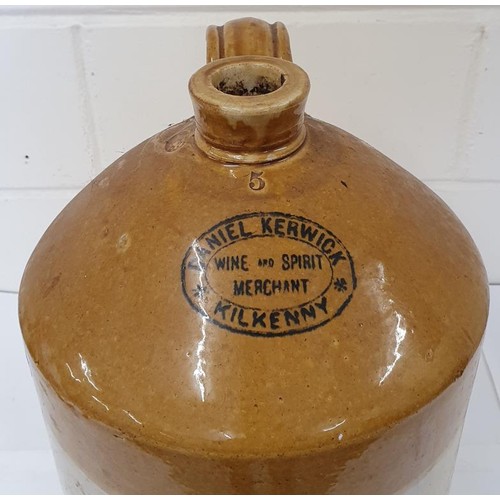 26 - Daniel Kerwick, Wine and Spirit Merchant, Kilkenny - 5 Gallon Whiskey Jar with handle, c.20.5in tall