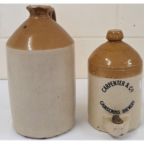 28 - Carpenter & Co Cainscross Brewery Stoneware Flagon and another with handle (2)