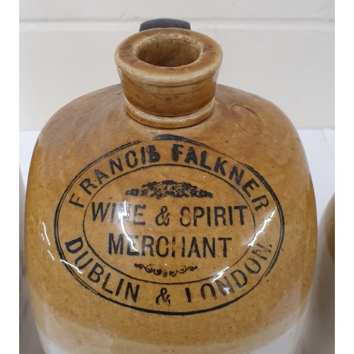 29 - Francis Falkner, Wine And Spirit Merchant, Dublin and London, 2 gallon, flat side whiskey jar (handl... 