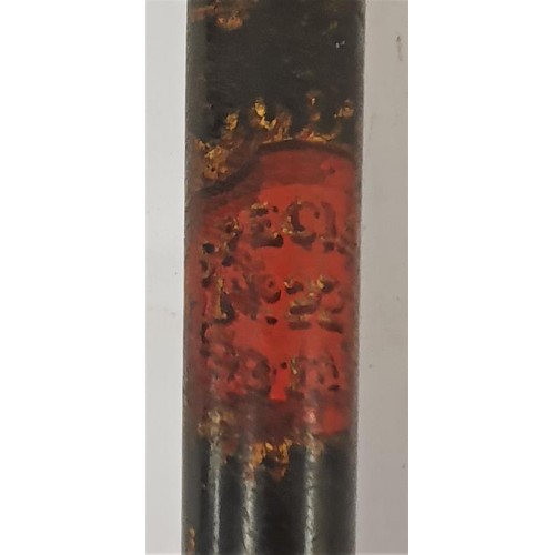 50 - Victorian Transfer Decorated Police Truncheon, C.19th turrned mahogany truncheon, the ebonised shaft... 