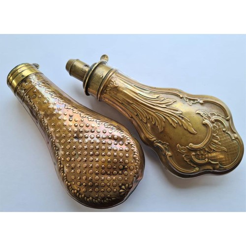 54 - Two 19th Century Decorative Copper Powder Flasks