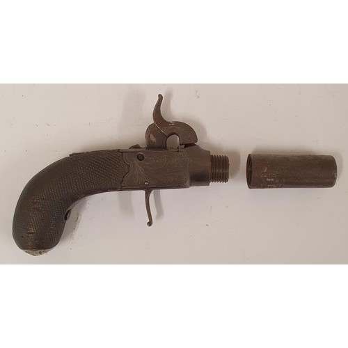57 - Victorian Muff Pistol with Screw-Off Barrel, barrel c.4cm and overall c.15cm