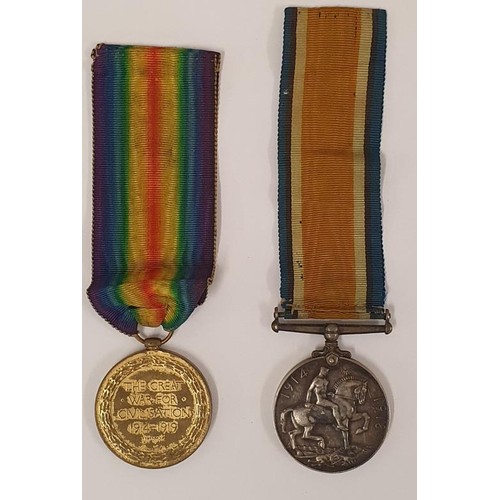 62 - 1914-1918 British War Medal, awarded to 6037 Pte. W Ralph, Royal Munster Fusiliers with ribbon; The ... 