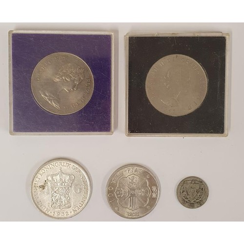 69 - 1972 Silver Wedding Crown; 1965 Sir Winston Churchill Crown; 1932 Netherlands Silver 2 1/2 Gulden; 1... 