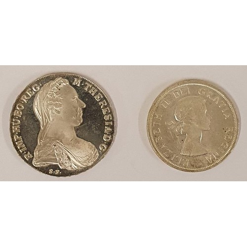 94 - Silver Austrian 1780 Maria Theresa Thaler; and a Canada 1963 Dollar (2)
