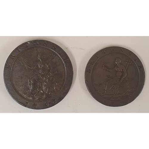 99 - 1797 Cartwheel Two Pence and 1797 Cartwheel Penny (2)