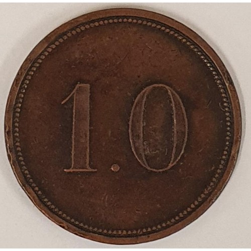 109 - Lisdourt, County Tyrone 1 Shilling Token - G. V. Stewart Lisdourt 1867 rev: 1.0 beaded border