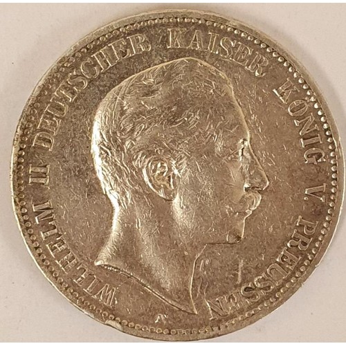 117 - German Empire 5 mark, 1907, Wilhelm II, Silver Coin