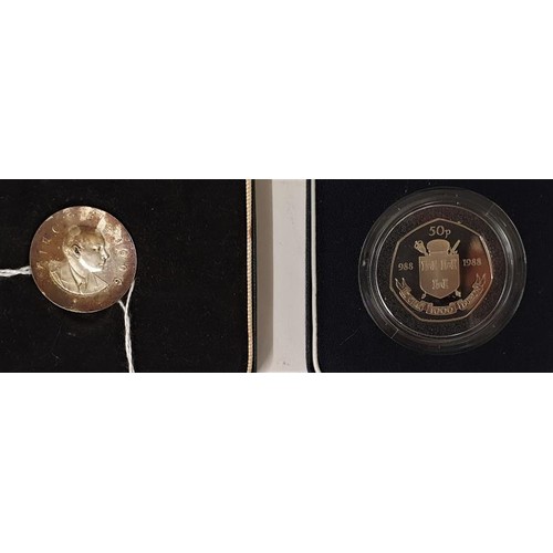 127 - Padraig Pearse 10 Shilling 1966 Coin in original presentation box, A 1988 Dublin Millennium Proof 50... 