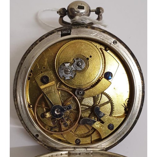 187 - Large Open Face Silver Case Pocket Watch, Hallmarked London c.1839 by Benjamin Norton