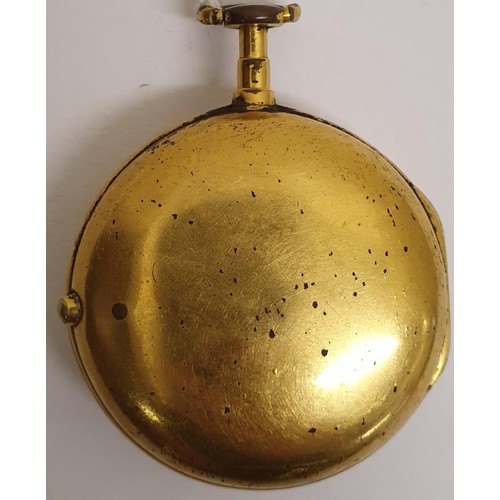 188 - Jonathan Wightwick, London Gold Plated Pair-Cased Pocket Watch, case maker's mark TH, c.1780-1802.