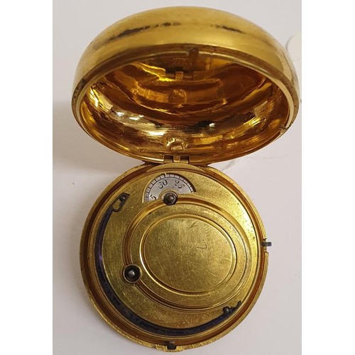 188 - Jonathan Wightwick, London Gold Plated Pair-Cased Pocket Watch, case maker's mark TH, c.1780-1802.