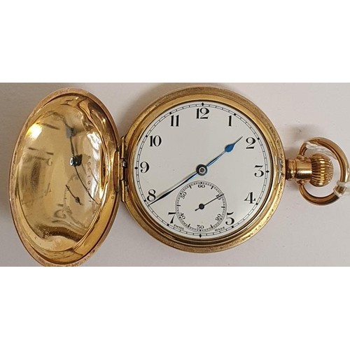 189 - Hunter Pocket Watch, Dennison, Swiss Made Case, lacks glass