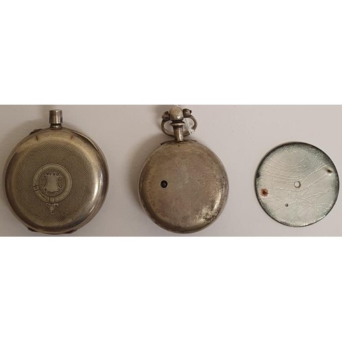 191 - Silver Case Pocket Watch with elaborate dial; a Silver Case Open Face Watch and an enamel dial, mark... 