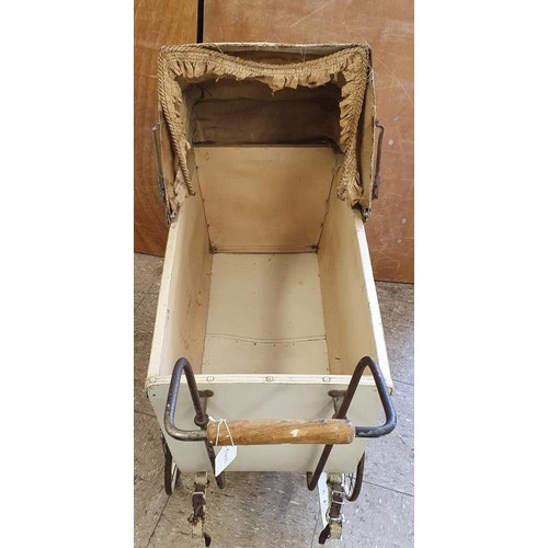 231 - Germania Kinderwagenfabrik - Child's Toy Pram, with wooden frame, spoked wheels and metal strap susp... 