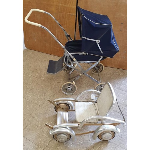 237 - Vintage Toy Pram with chrome mudguards and a blue toy pram (2)